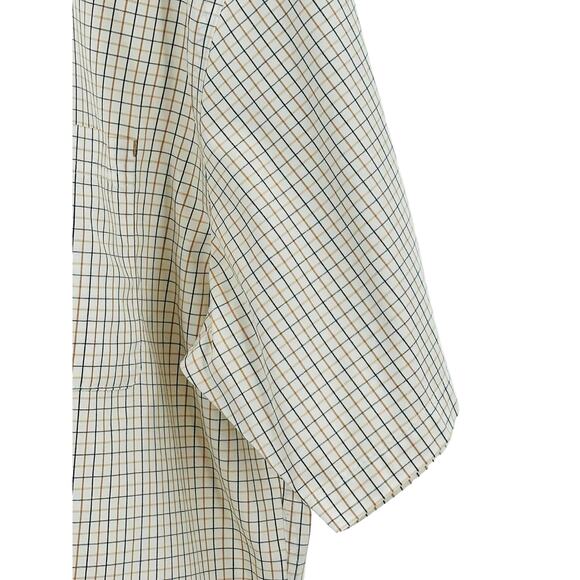 Cabbala’s Button-down Plaid Men's Shirt Short Sleeve Cream Brown Tan XLarge - Picture 9 of 11